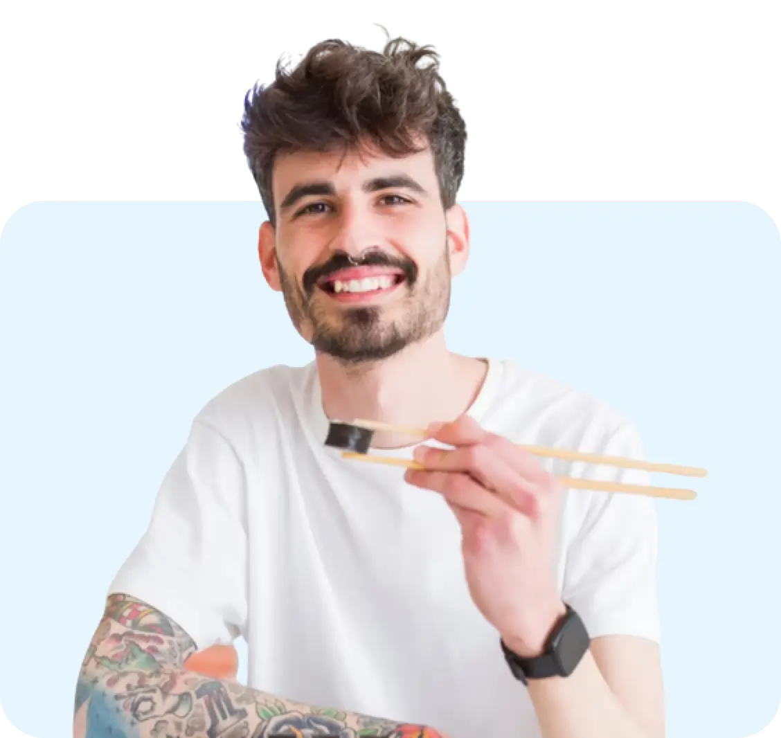 image of man eating